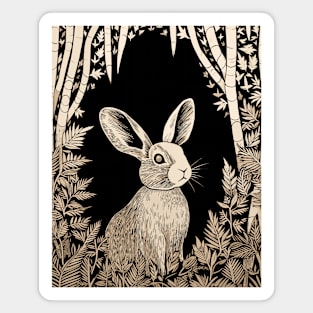 Minimalistic Rabbit Line Art Bunny Magnet